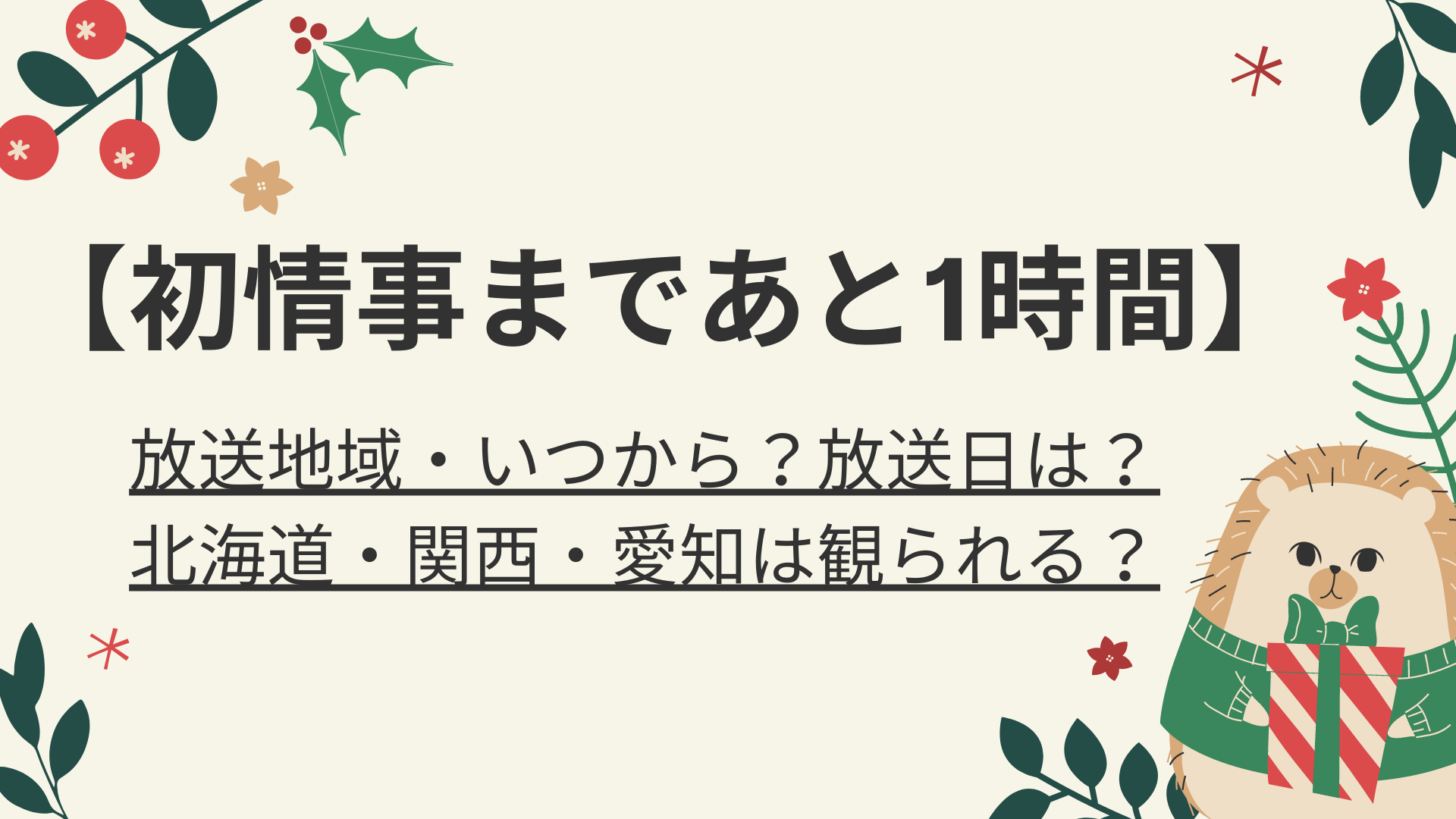 初情事まであと1時間 ドラマ放送地域 いつから 放送日は 北海道 関西 愛知は観られる 好好日memo