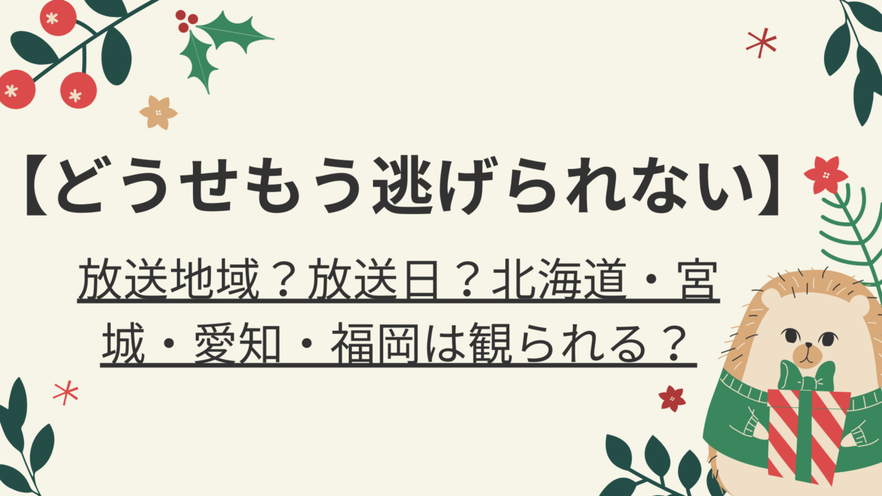 どうせもう逃げられない ドラマ放送地域 いつから 放送日は 北海道 関西 愛知は観られる 好好日memo